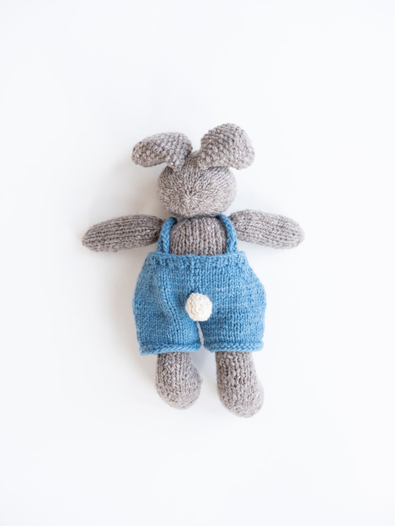 Silver Bunny in Blue Overalls