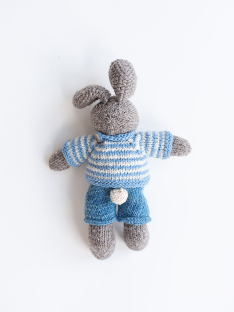 Silver Bunny in Blue Stripe Shirt & Pants