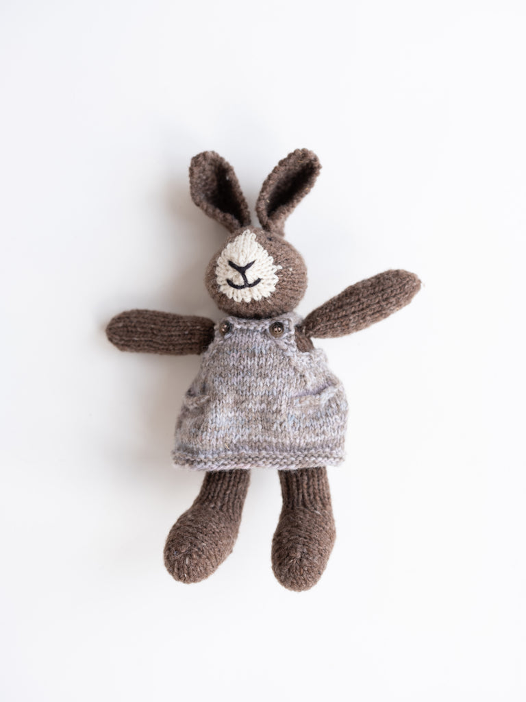 Brown Bunny in Indigo Dress