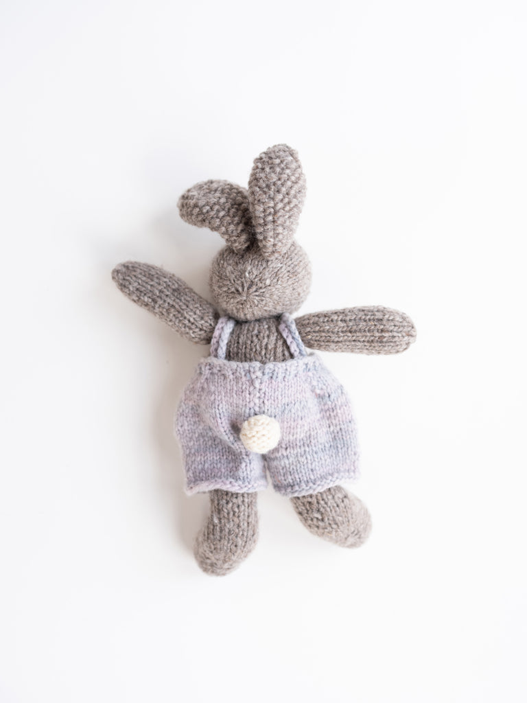 Silver Bunny in Indigo Overalls
