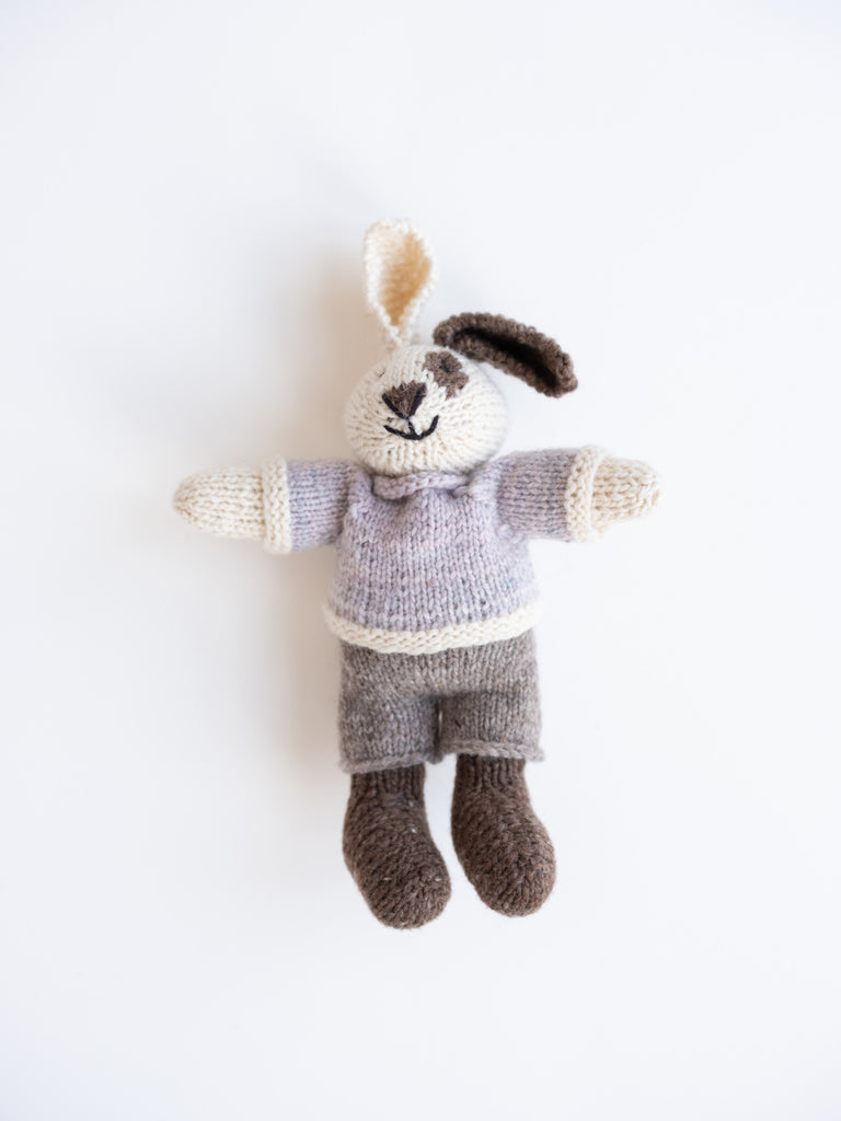 Cream & Brown Bunny in Indigo Shirt & Pants