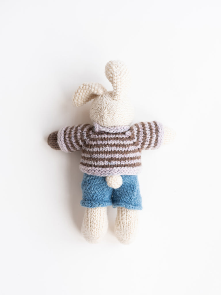 Cream Bunny in Indigo Stripe Shirt & Pants