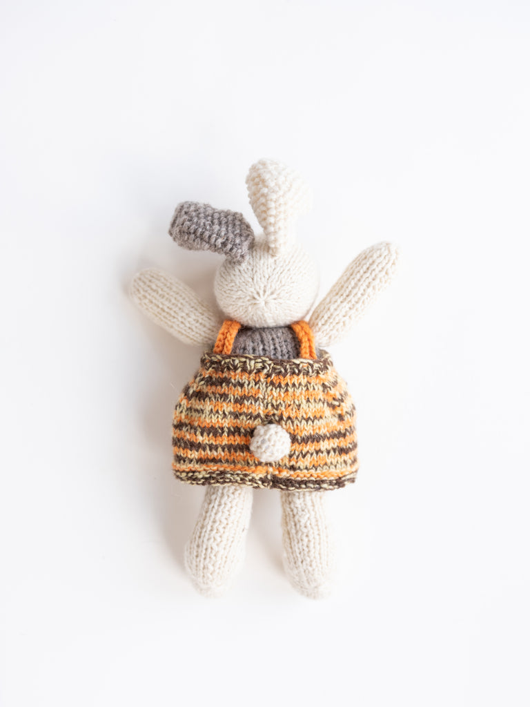 Cream Bunny in Yellow & Brown Tie Dye Dress