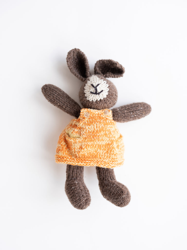 Brown Bunny in Orange & Yellow Tie Dye Dress