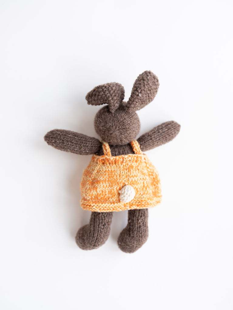 Brown Bunny in Orange & Yellow Tie Dye Dress