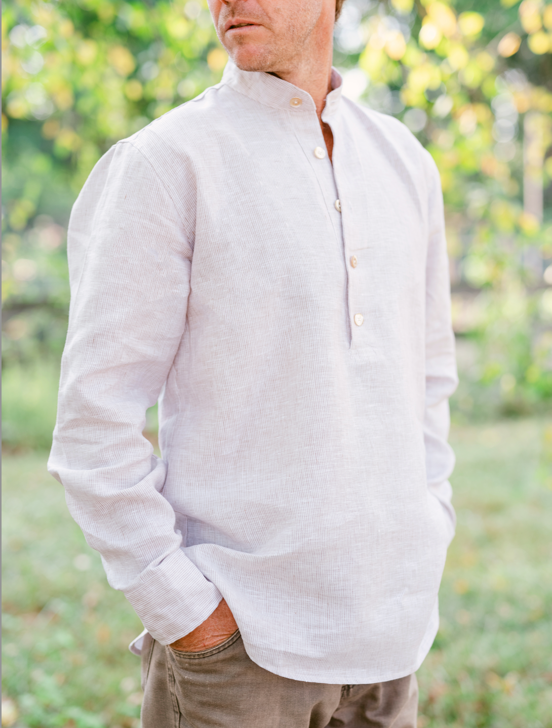 Linen online henley shirt